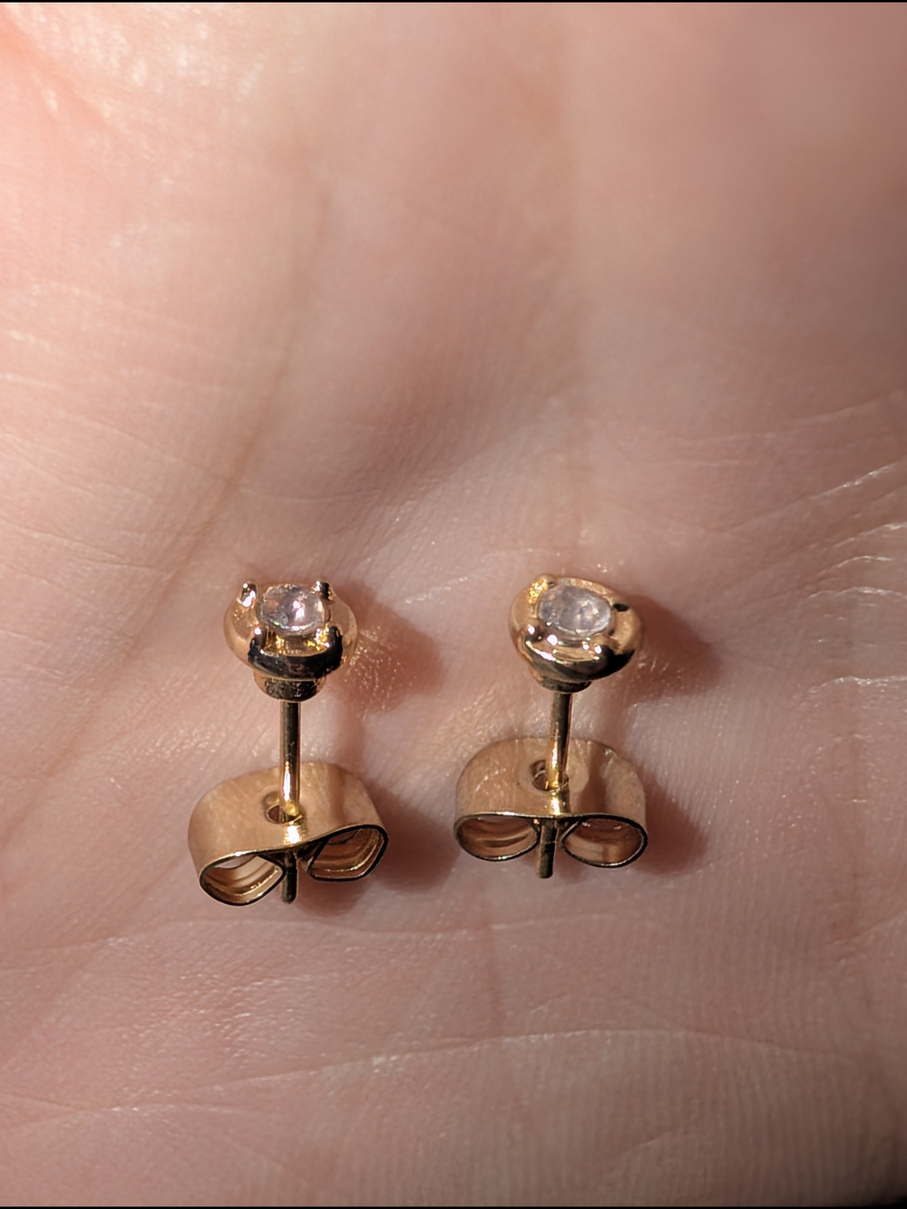 Two New Gold Tone Rustic Stone Stud Earrings